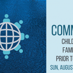 Family check-in gathering before Water Communion