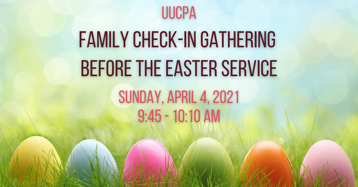 Family check-in gathering before the Easter Service