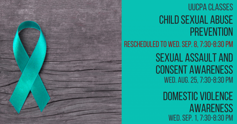Child Sexual Abuse Prevention Class – Wed, Sept 8 @ 7:30 pm