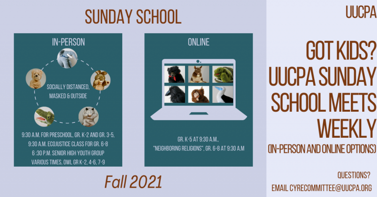 UUCPA Sunday school classes meet weekly