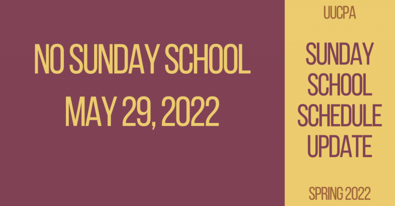 No Sunday school May 29
