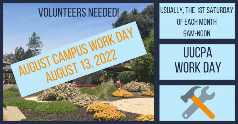 UUCPA Work Day now August 13, 9-12 (2nd Saturday)