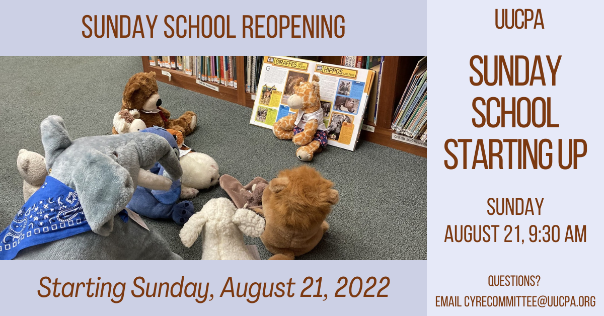 Sunday School for children and youth preK through grade 8 Unitarian