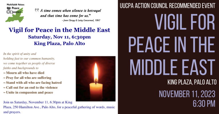 Vigil for Peace in the Middle East - Nov 11 in Palo Alto