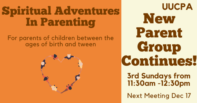 Spiritual Adventures In Parenting meets this Sunday, Dec 17, at 11:30
