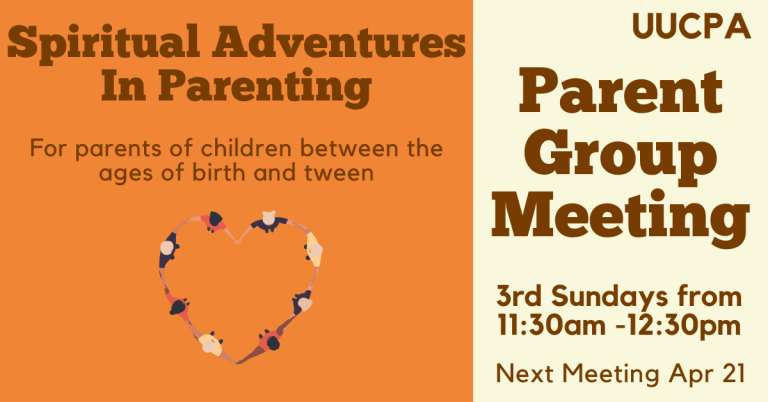 Spiritual Adventures In Parenting meets this Sunday, April 21, at 11:30am