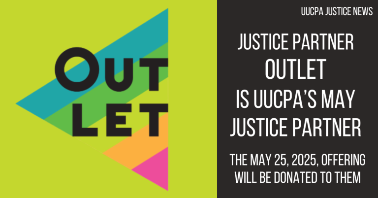 Donation Sunday for Justice Partner: Outlet is May 25