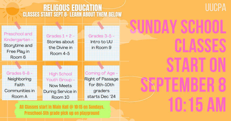 Children & Youth Religious Ed Starts Sept 8