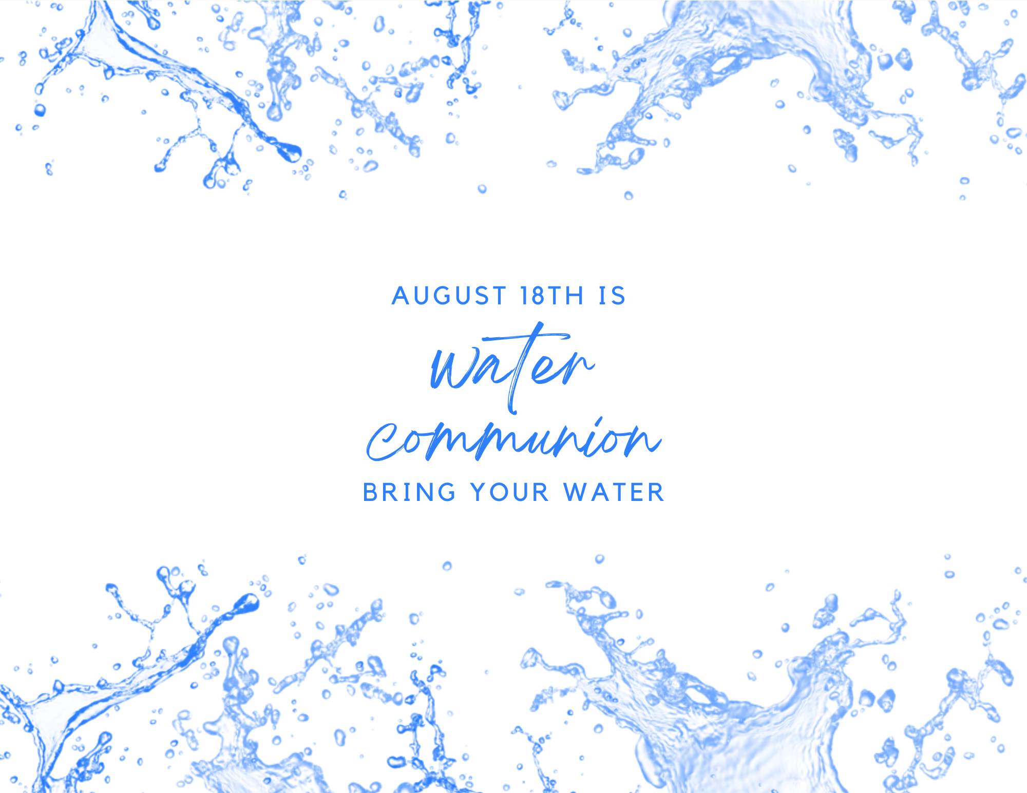 No Sunday School - Intergenerational Worship: Water Communion