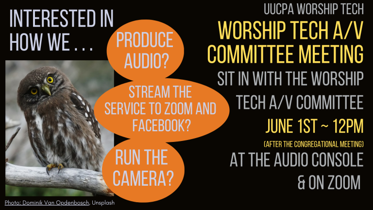 Worship Tech A/V Committee Hybrid Meeting June 1