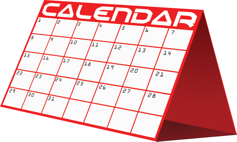 A cartoon of a calendar page showing one month