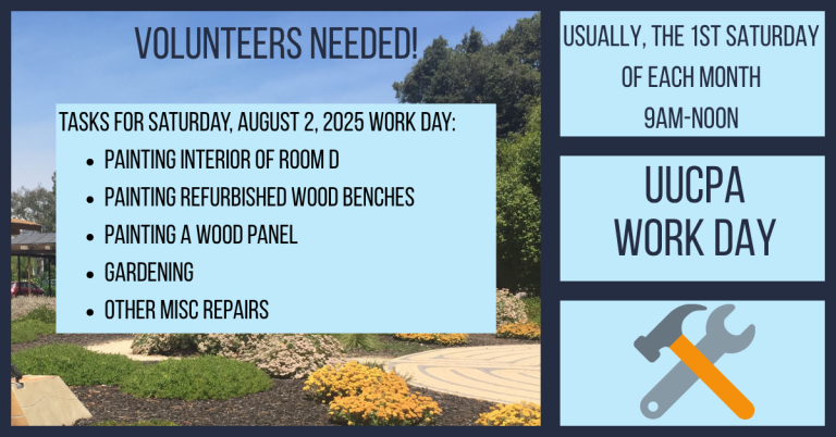 UUCPA PAINTING Workday Saturday, August 2, 9am-noon