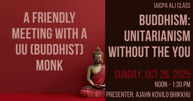 Save the Date: ALJ Class - Buddhism: Unitarianism Without the You, Oct 26