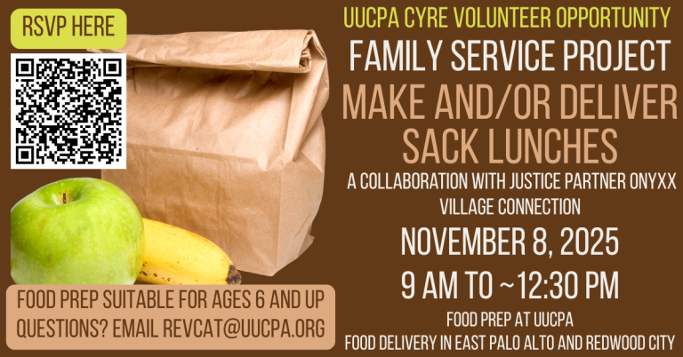 Family Service Project: Make & Deliver Sack Lunches: Saturday, Nov 8