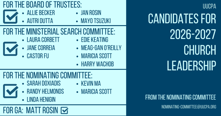 Nominees for the Board of Trustees, Ministerial Search Committee, Nominating Committee, and General Assembly Delegates