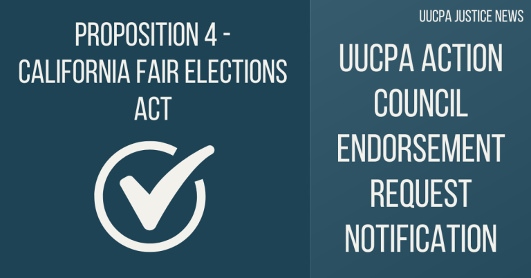 Request for UUCPA to endorse Proposition 4