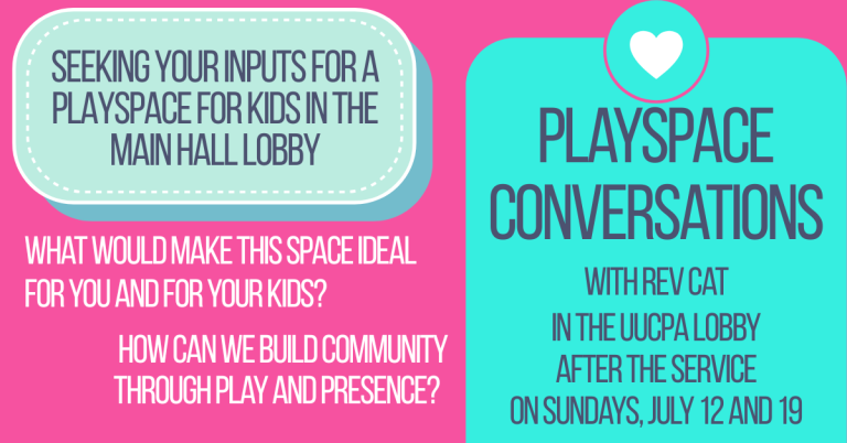 Playspace Conversations - This Sunday and Next in the Lobby